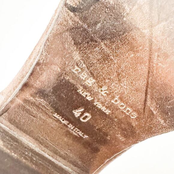 Rag & Bone Brown Suede Leather Bootie Cross Strapped Block Heel Size 40 - Picture 4 of 5